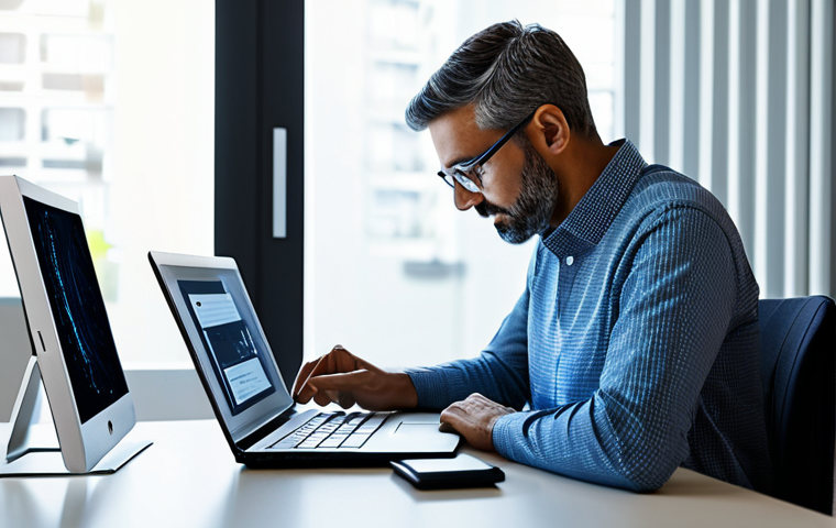 A focused professional individual, fully clothed in a modest business casual outfit, meticulously organizing digital files on a sleek laptop at a clean, modern desk in a well-lit home office. Abstract, glowing data streams and interconnected nodes are subtly visible around them, symbolizing knowledge flow and organization. The scene emphasizes digital clarity and efficiency. Perfect anatomy, correct proportions, natural pose, well-formed hands, proper finger count, natural body proportions, professional photography, high quality, safe for work, appropriate content, family-friendly, professional dress.
